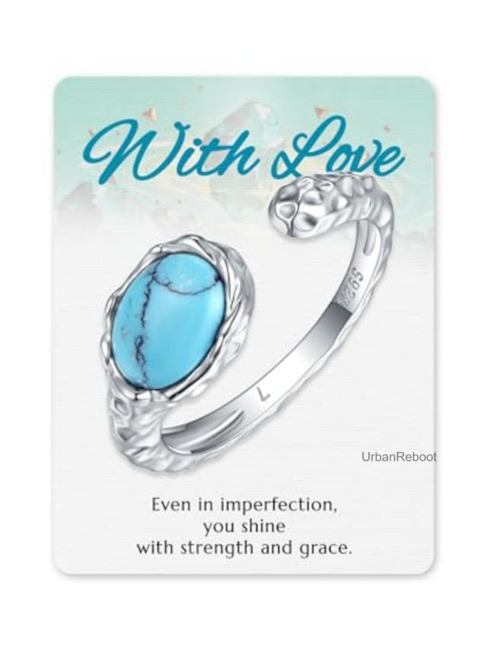 Sterling Silver Turquoise Open Ring Adjustable Boho Statement Jewelry Gift